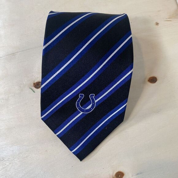 NFL‎ Indianapolis Colts Mens Neck Tie Embroidered Football 100% Silk Handmade - Picture 1 of 5